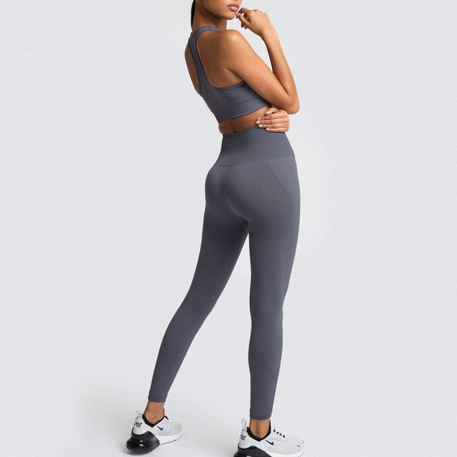 Seamless Gym Set Nylon Woman Sportswear 2 Piece Exercise Leggings Padded Sports Bras Women Fitness Wear Yoga Sets Sports Suits-14