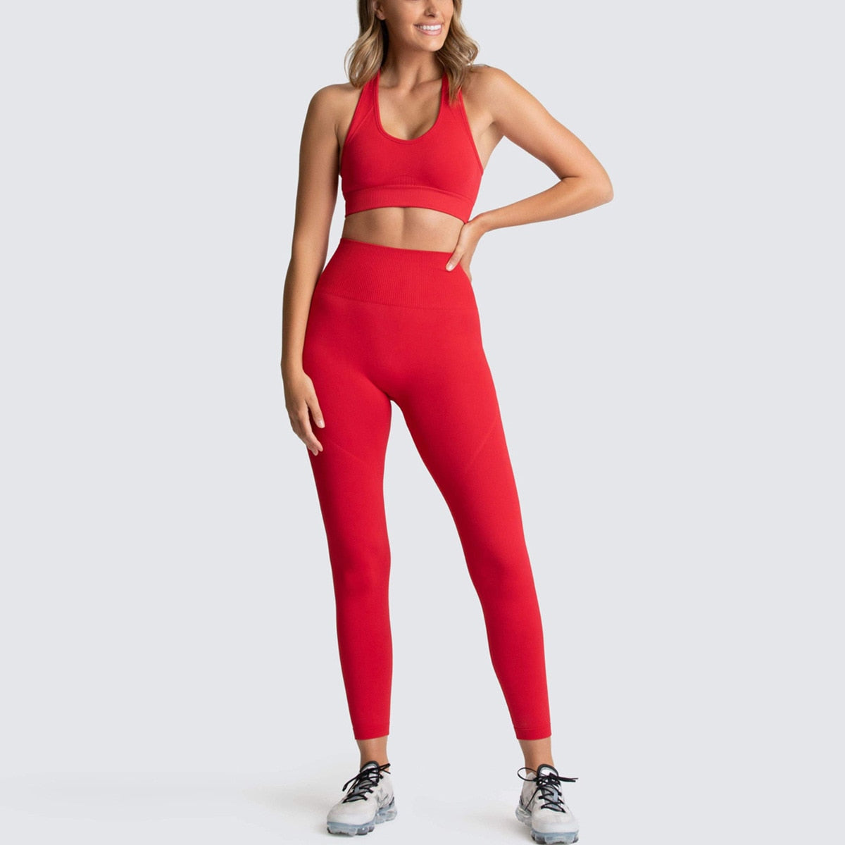 Seamless Gym Set Nylon Woman Sportswear 2 Piece Exercise Leggings Padded Sports Bras Women Fitness Wear Yoga Sets Sports Suits-5